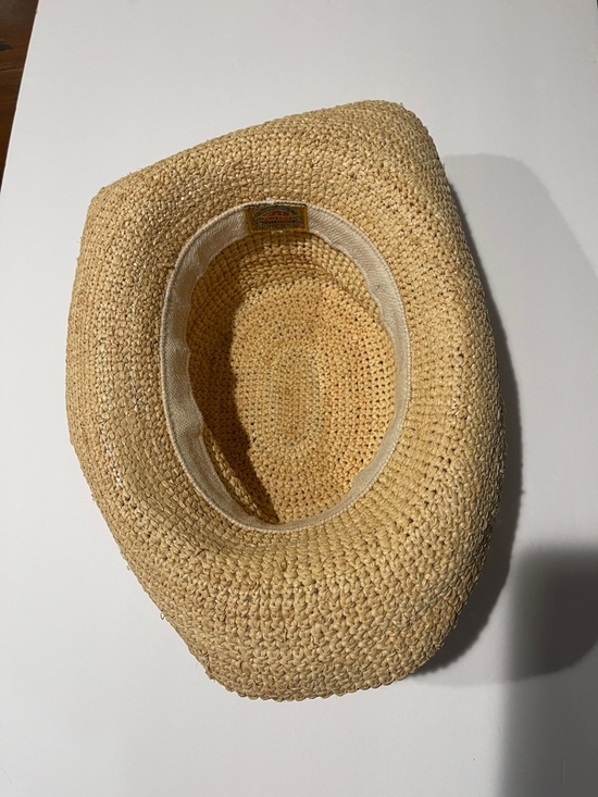 Scala Straw Sun Hat Natural Tan raffia w drawstring handcrafted main image 4
